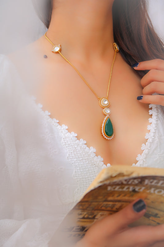 Zubair Green Polki Pendant Necklace