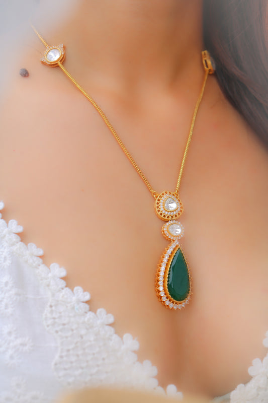 Zubair Green Polki Pendant Necklace