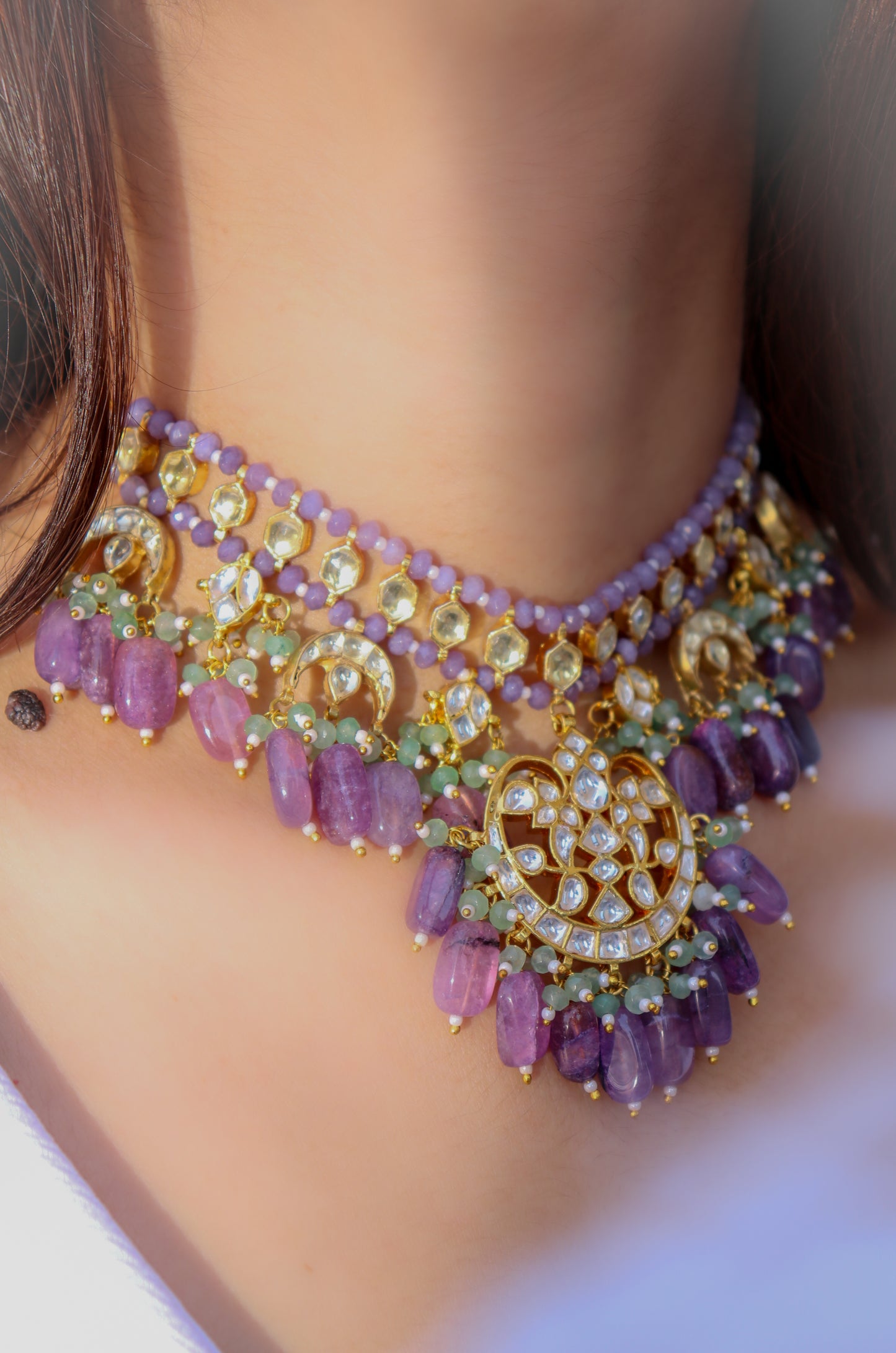 Alize Purple Kundan Necklace