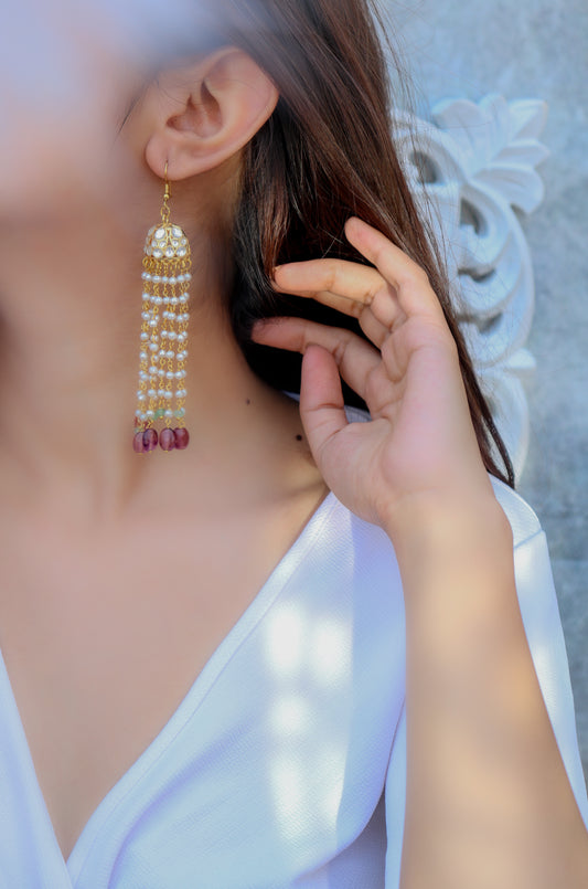 Renee Purple Kundan Jhumka Earrings