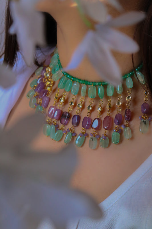 Harnaaz Boho Purple Necklace