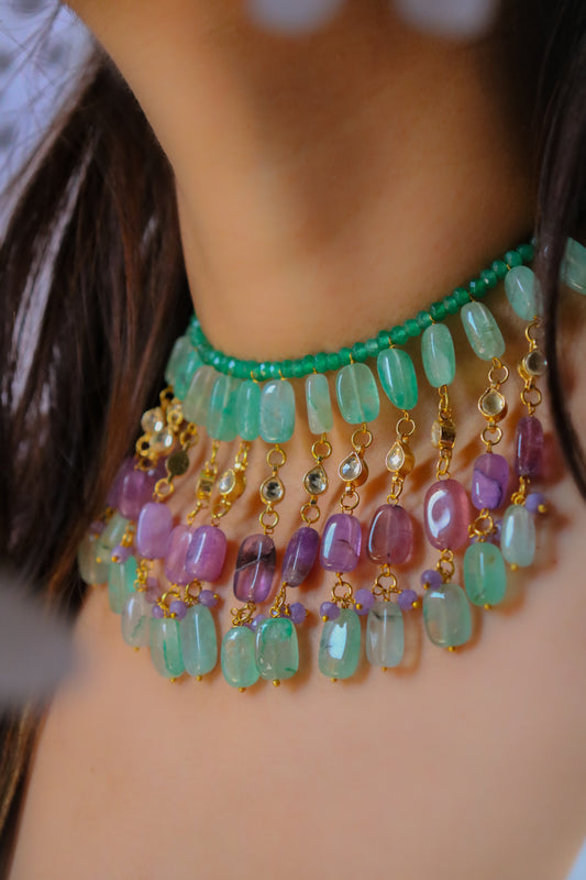 Harnaaz Boho Purple Necklace