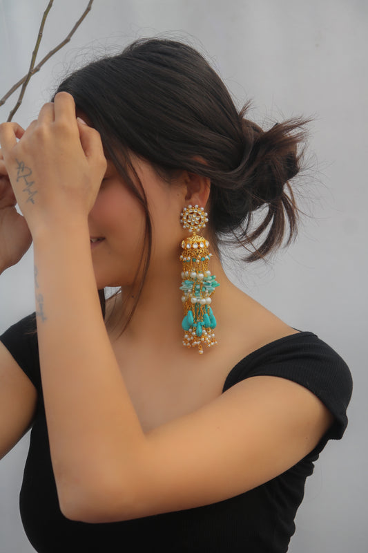 Benazir Turquoise Jhumkas