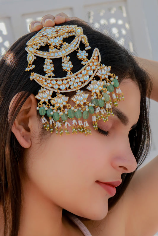 Roja Kundan Passa/Jhumar Hair Accessory