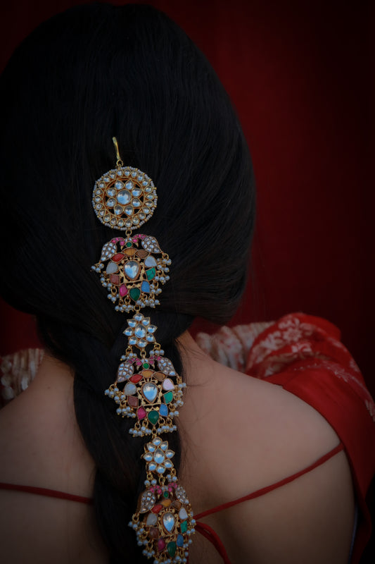 Arshayah Multicolor Kundan Hair Accessory
