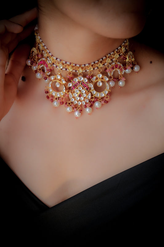 Heena Pink Kundan Necklace Set