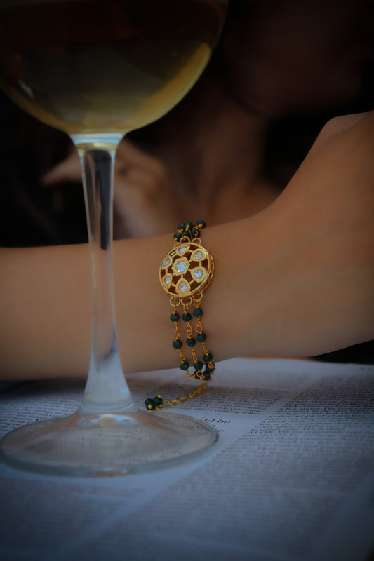 Anvesha Green Kundan Bracelet