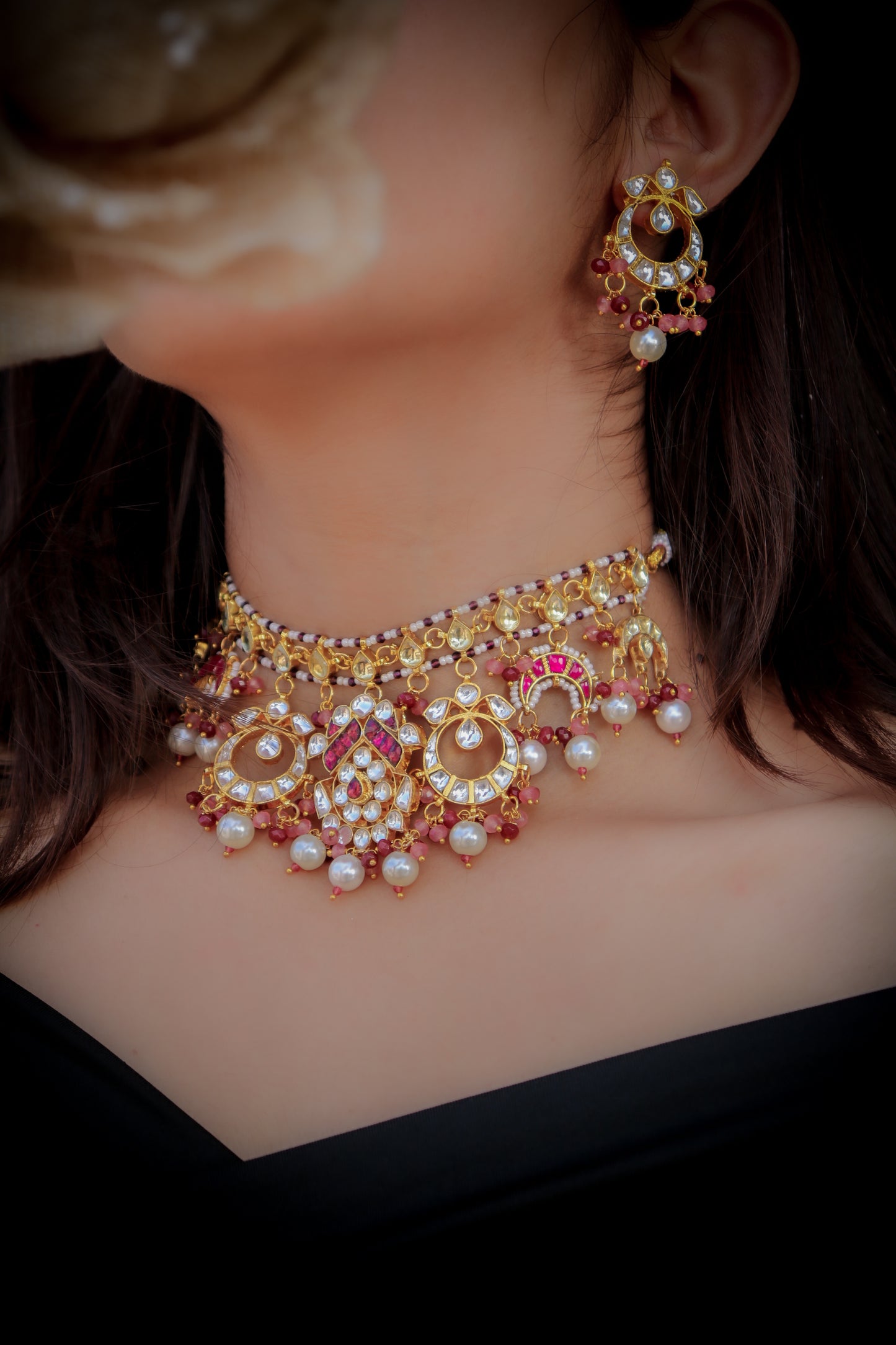 Heena Pink Kundan Necklace Set