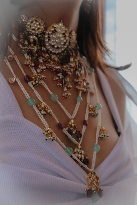 Amrita Purple-Mint Kundan Jewelry Set