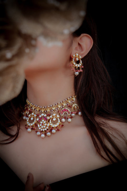 Heena Pink Kundan Necklace Set