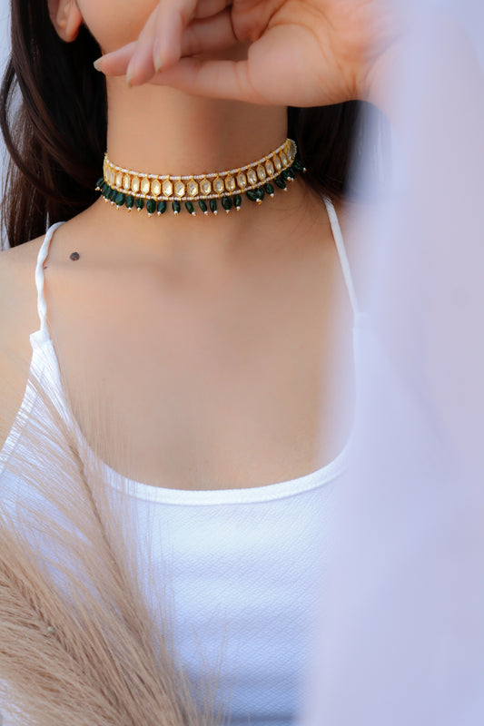 Kusha Green Kundan Choker Necklace