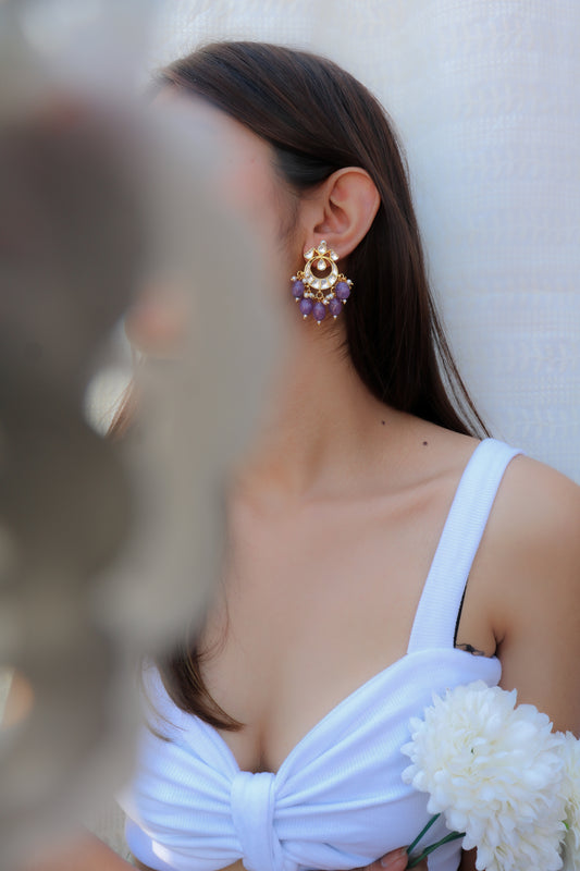 Zirha Purple Chandbali Earrings