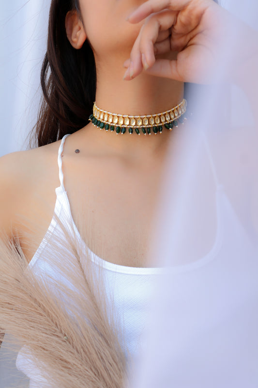 Kusha Green Kundan Choker Necklace