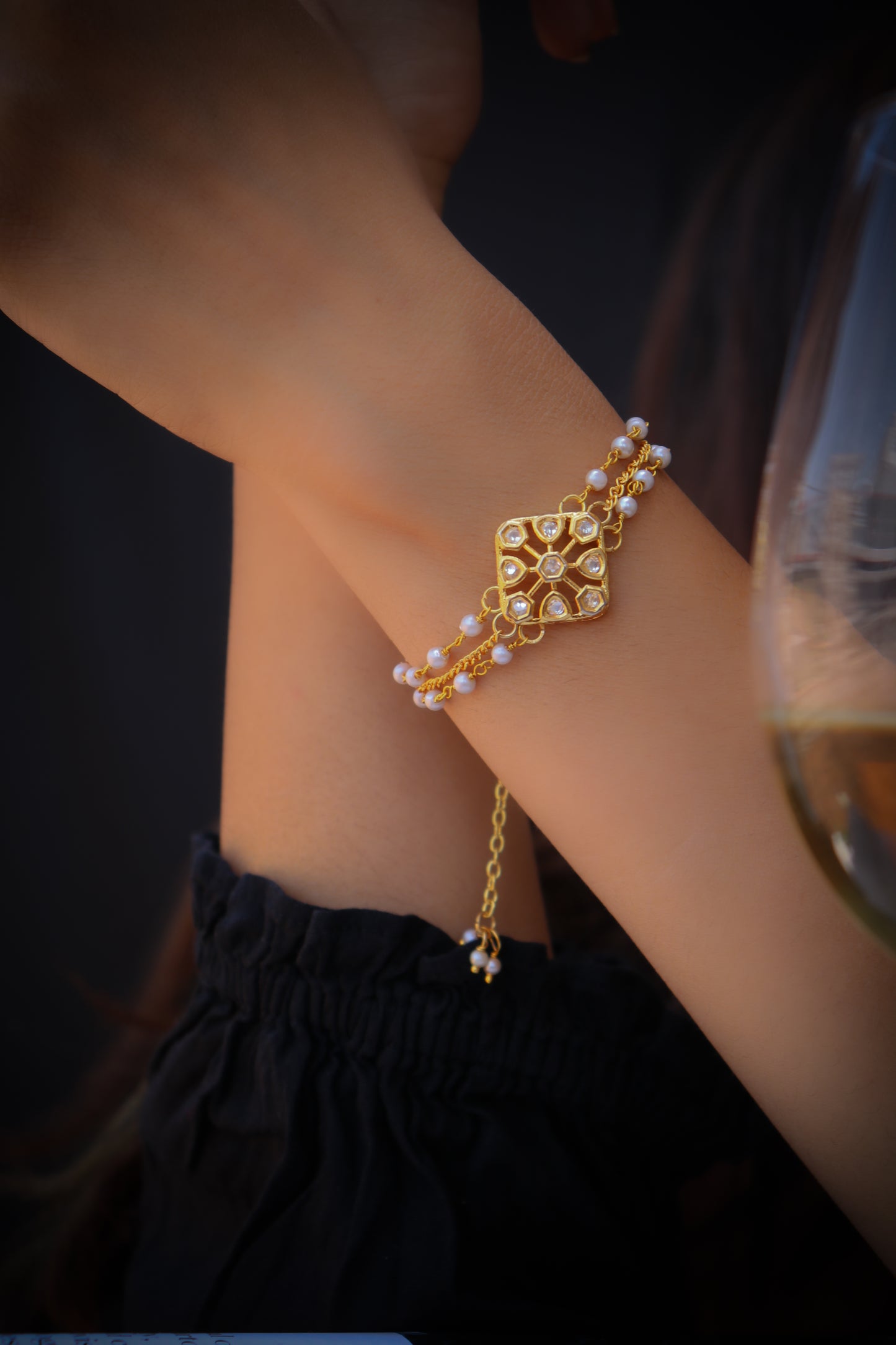 Lenka Kundan Pearls Bracelet
