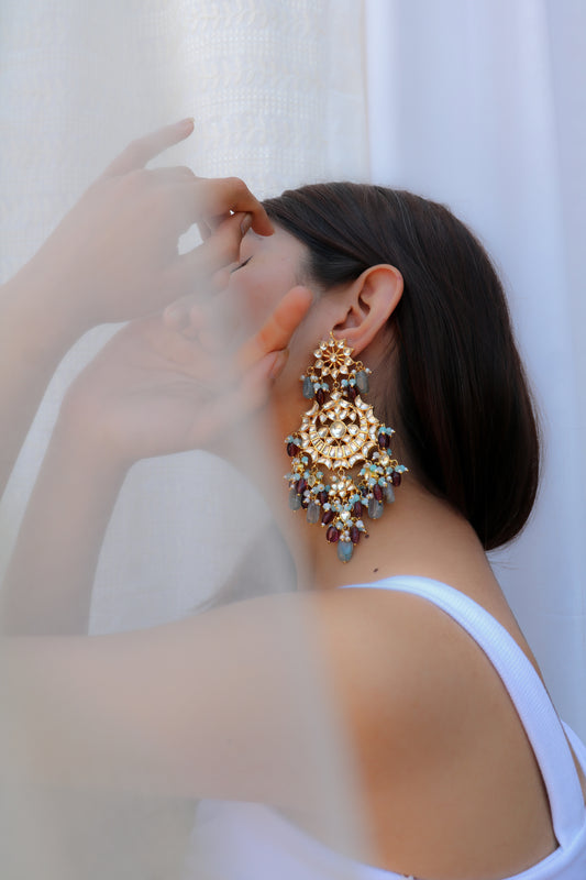 Rimjhim Kundan Chandbali Earrings