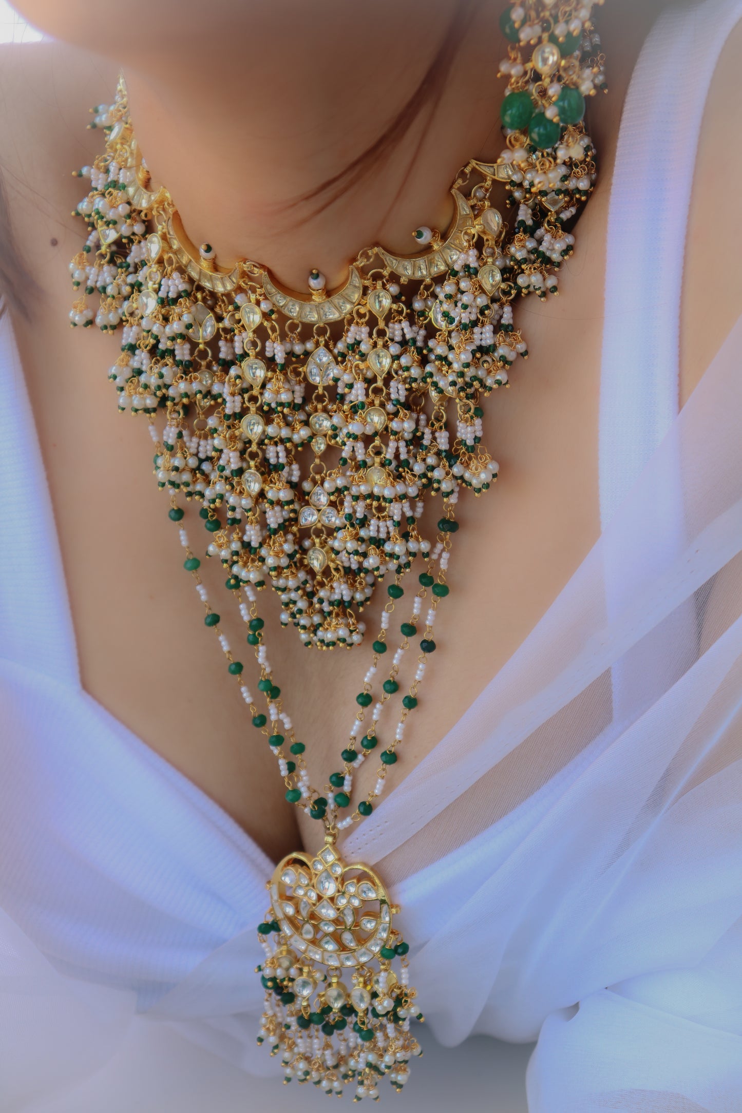 Urooj Green Kundan Jewelry Set