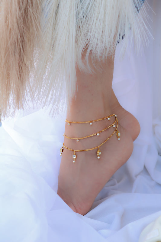 Hamid Kundan Pearl Anklet - Pair of 2