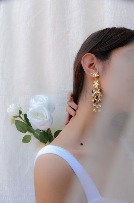 Amaas Kundan Green Earrings