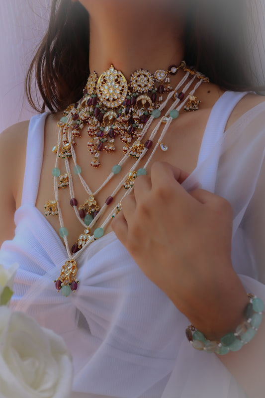 Amrita Purple-Mint Kundan Jewelry Set