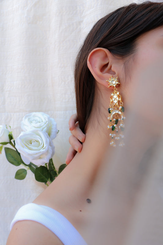 Amaas Kundan Green Earrings
