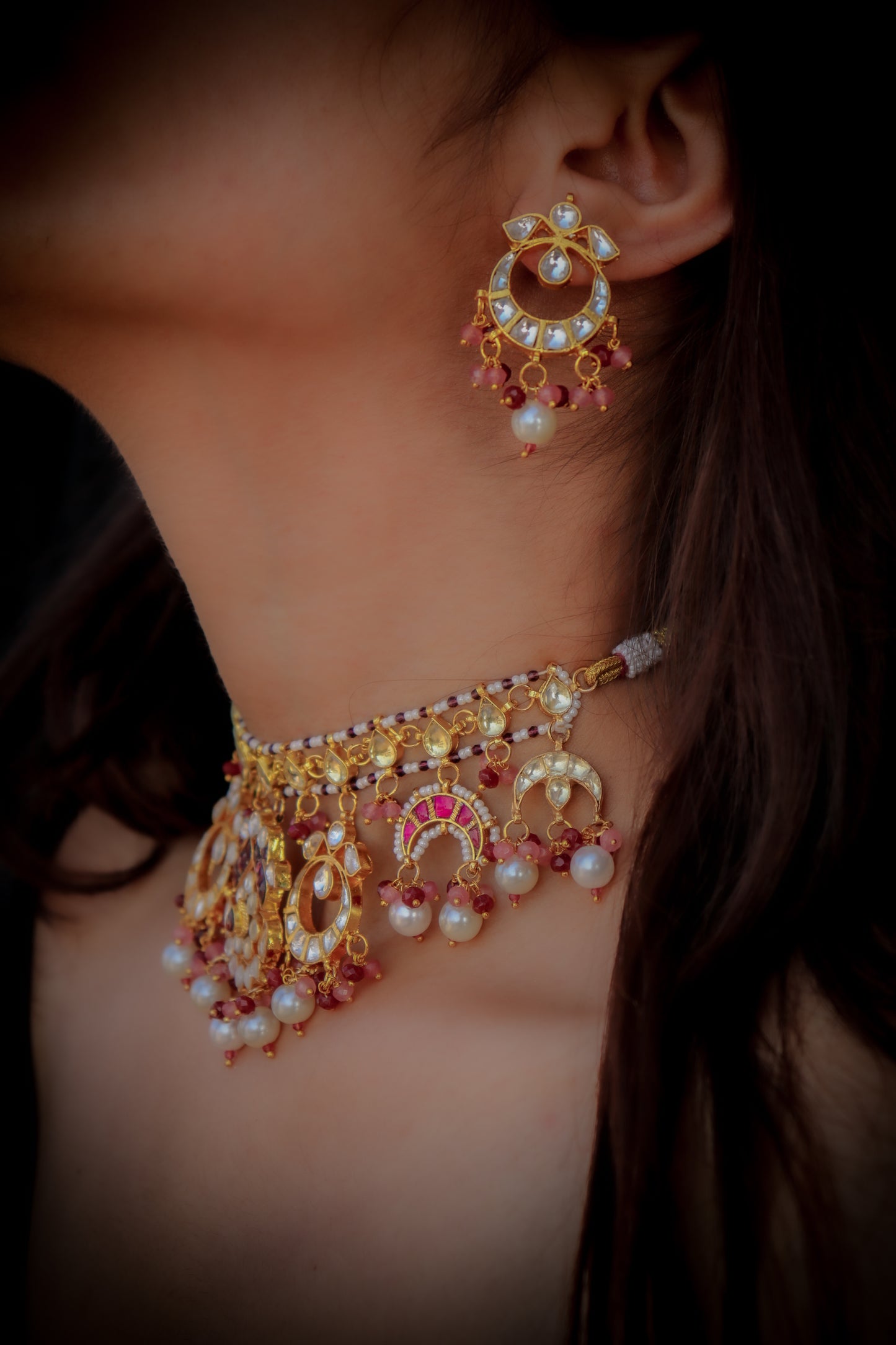 Heena Pink Kundan Necklace Set
