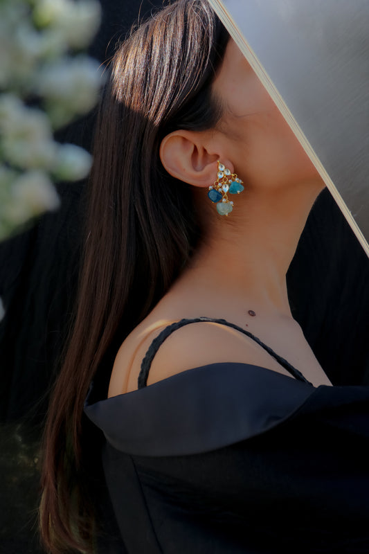 Abiail Kundan Blue Earrings