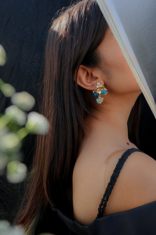 Abiail Kundan Blue Earrings