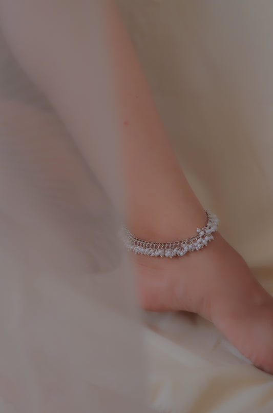 Silver Bloom Anklets - Pair of 2
