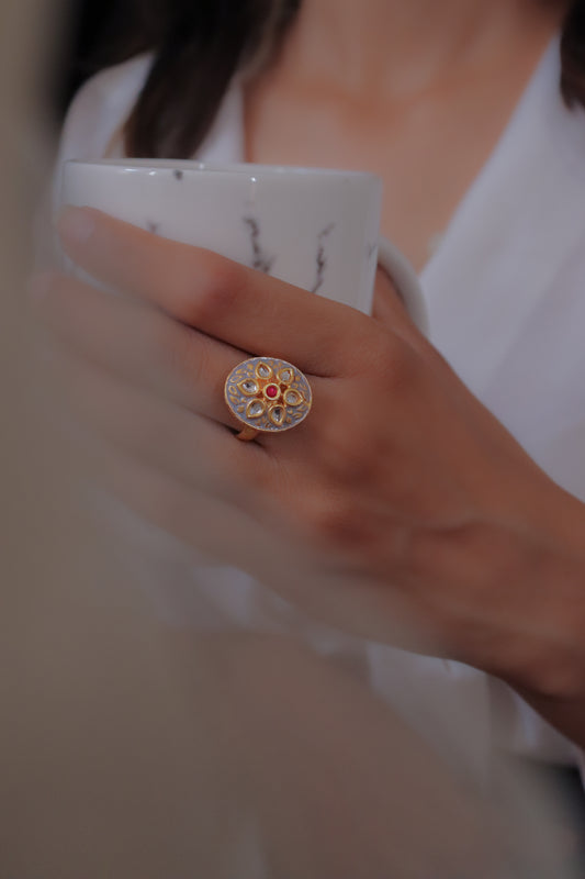 Kundan Fleur Ring