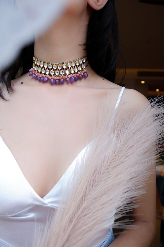 Puneet Kundan Purple Choker Necklace