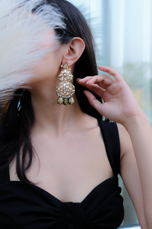 Jigsa Kundan Chandbali Earrings