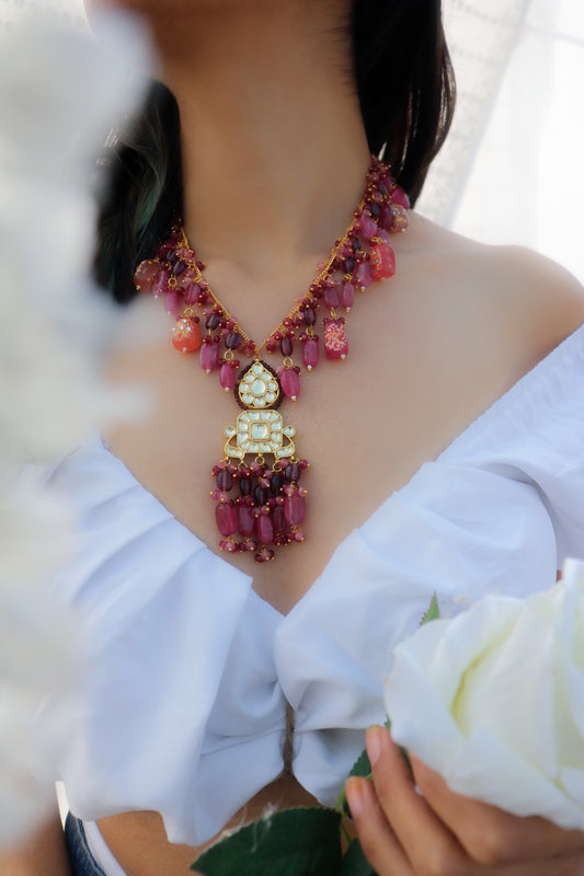 Gulab Ombre Pink Pendant Necklace