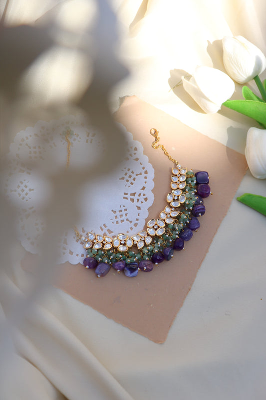 Plum Ivy Purple Kundan Necklace