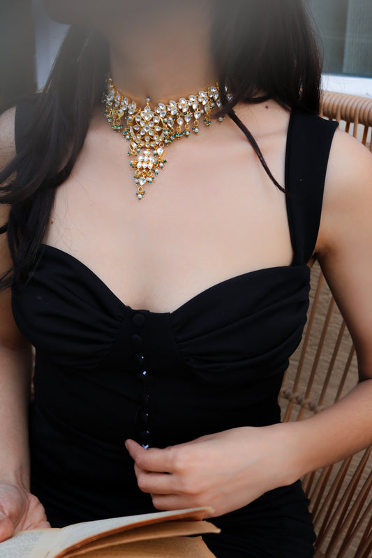 Dimsa Kundan Blue Necklace