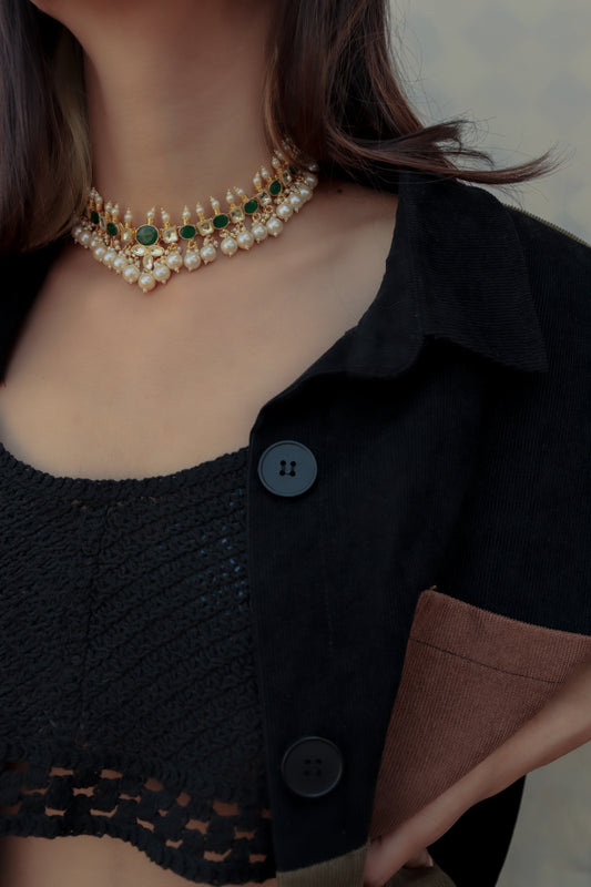 Verte Pearl Drop Necklace Set