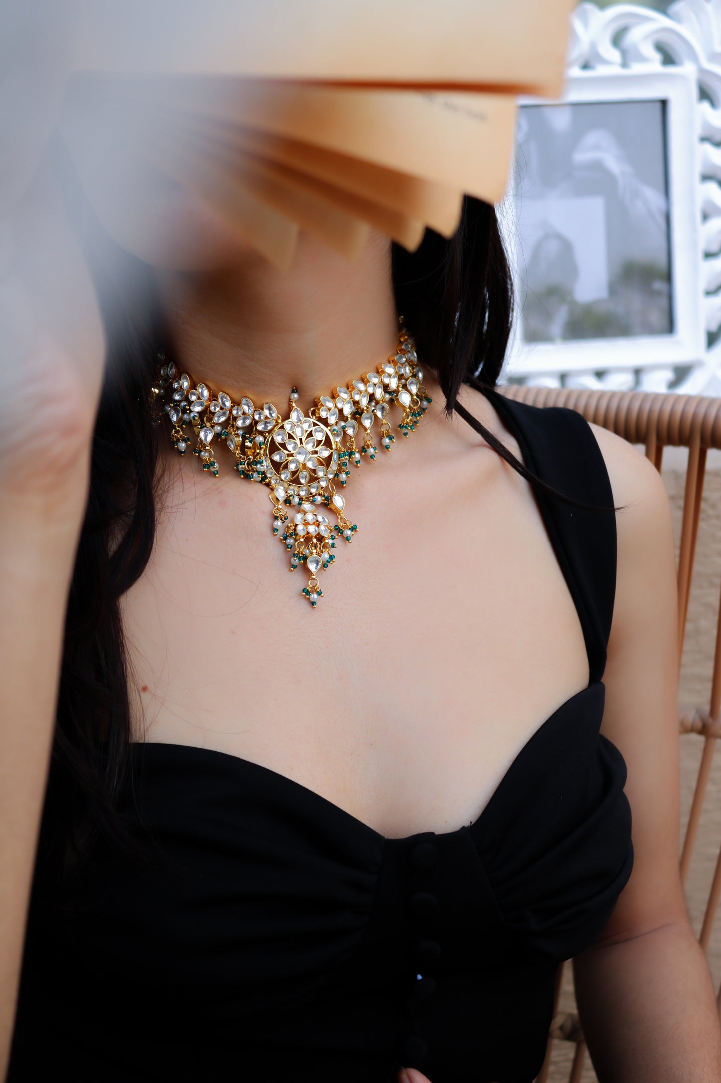 Dimsa Kundan Blue Necklace