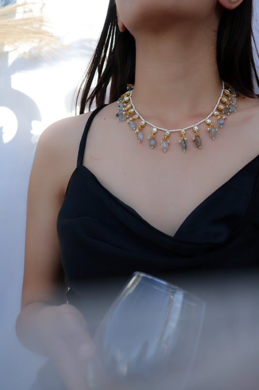 Misha Blue Kundan Necklace