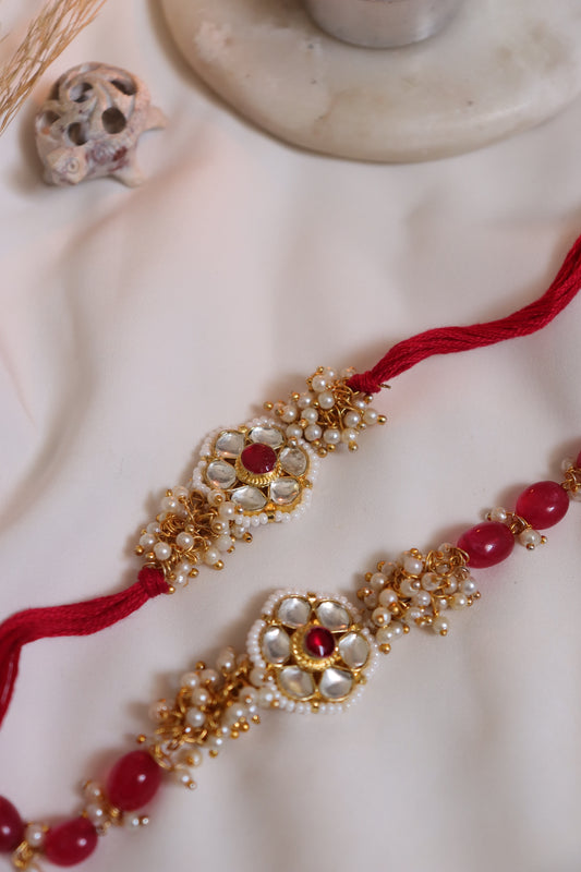 Beem Kundan Rakhi and Lumba Set