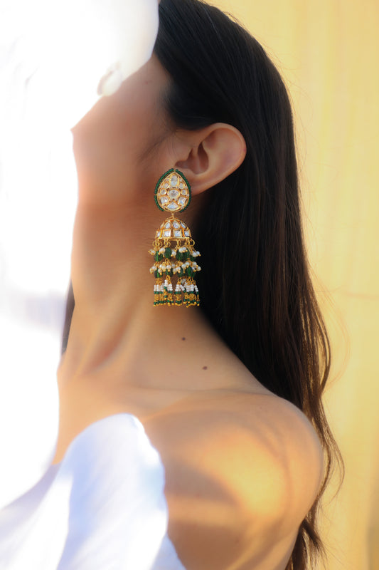 Ishr Green Jhumka Earrings