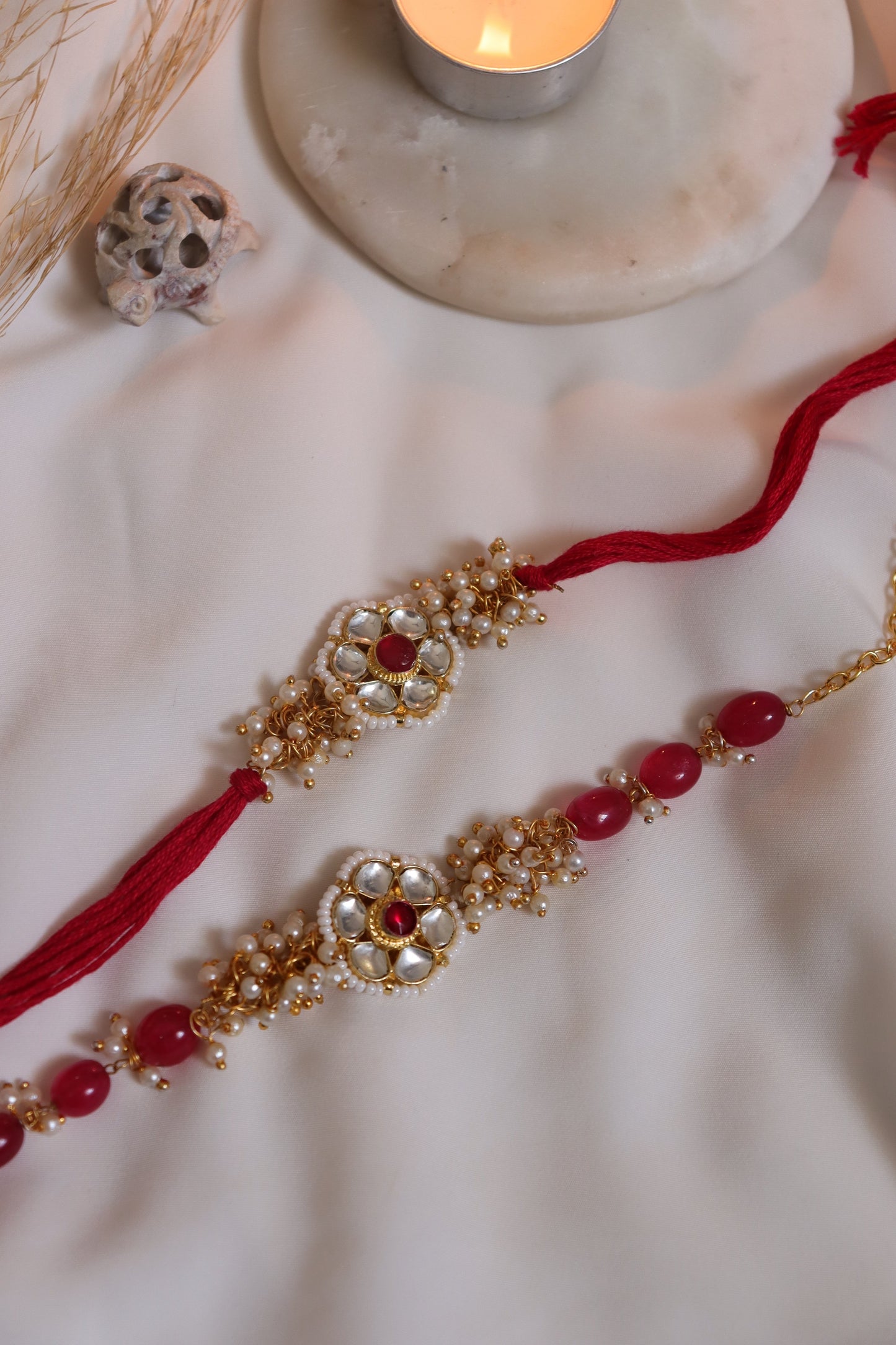 Beem Kundan Rakhi and Lumba Set