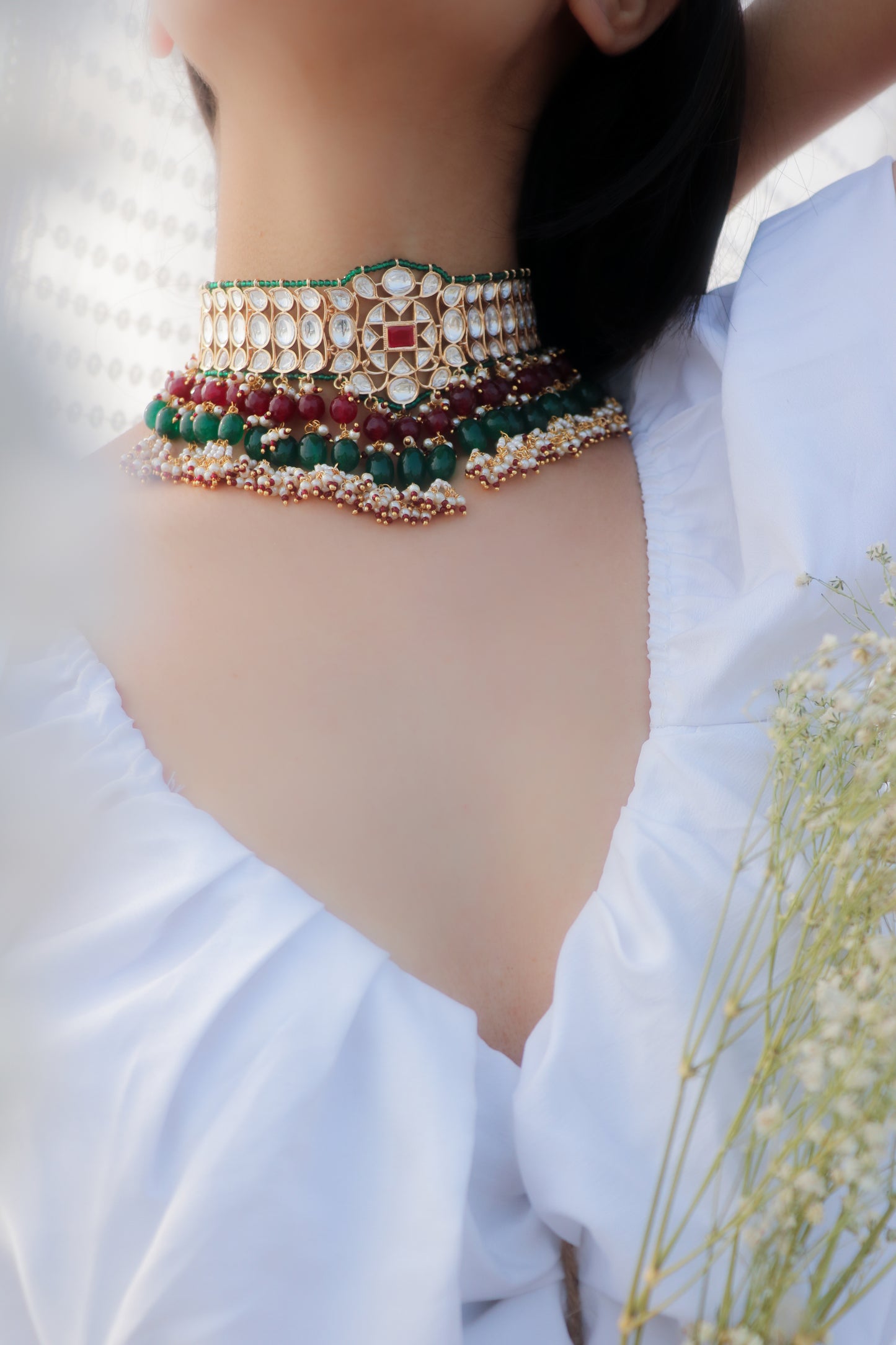 Santoor Kundan Choker Necklace Set