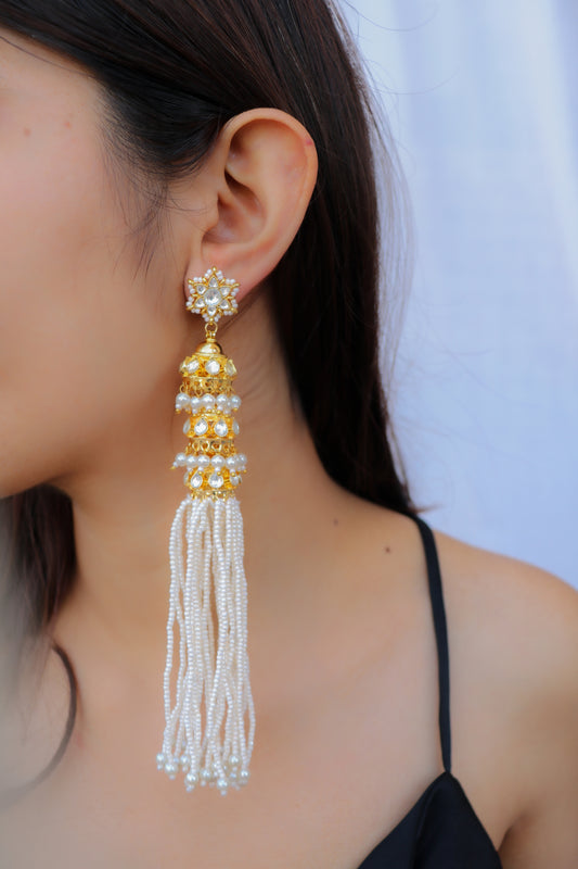 Pearl Cascade Jhumka Earrings