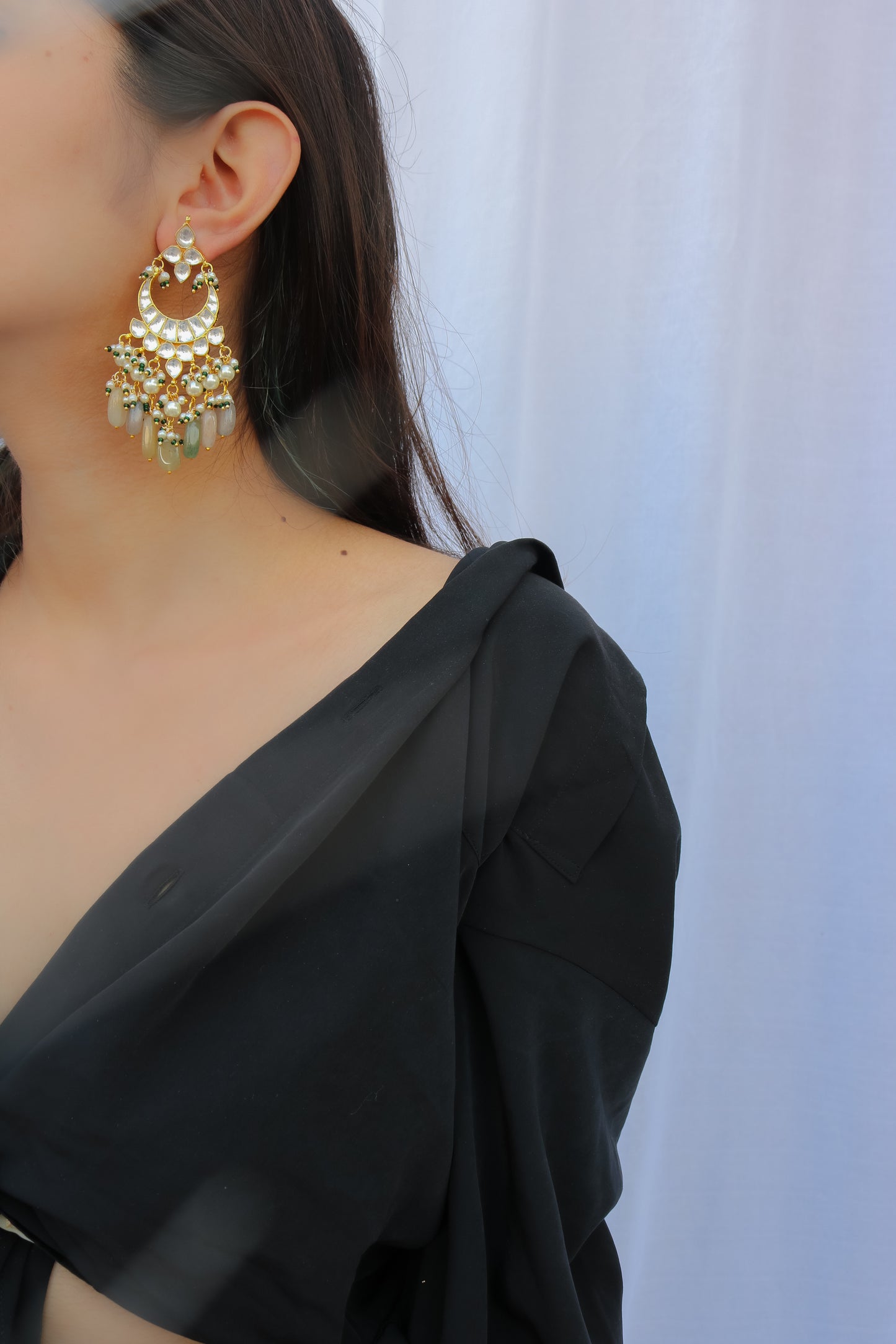 Fiona Kundan Chandbali Earrings