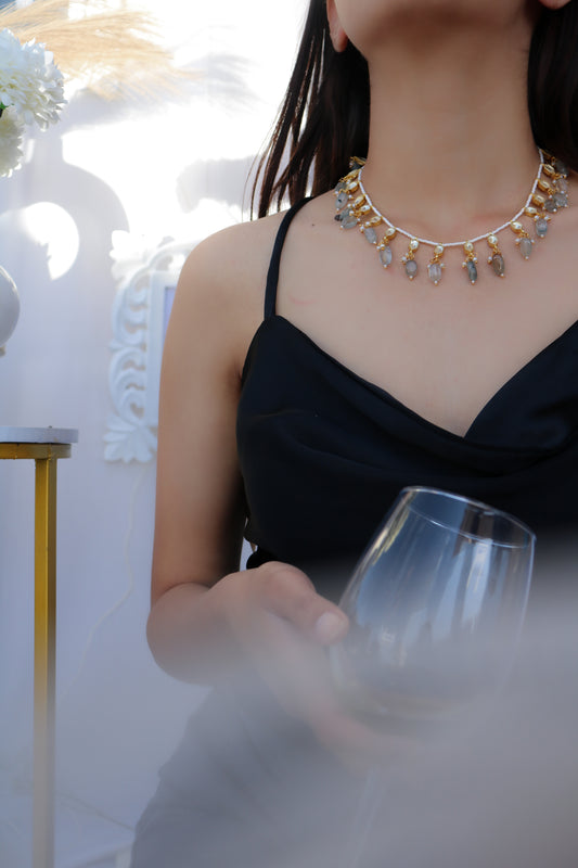 Misha Blue Kundan Necklace