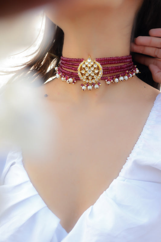 Driya Kundan Red Choker Necklace