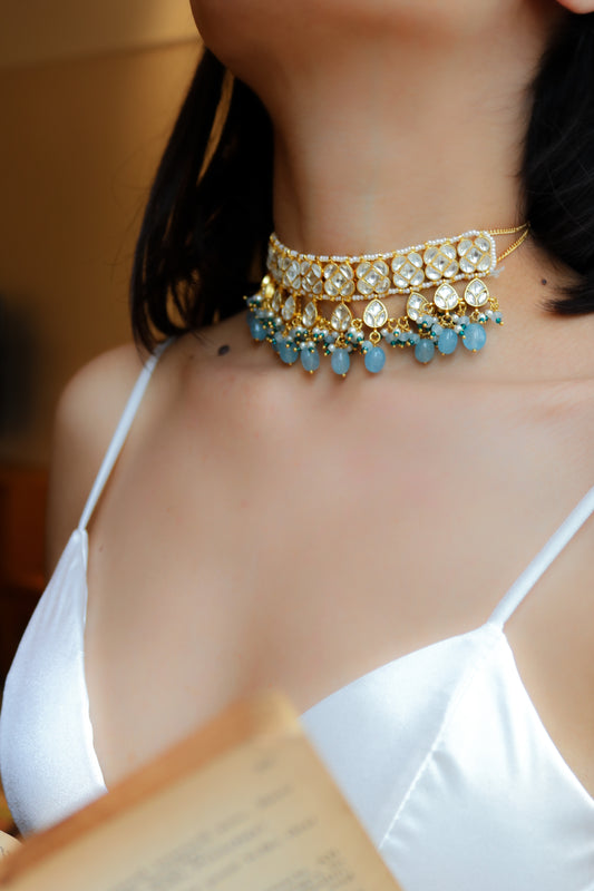 Osman Kundan Blue Choker Necklace