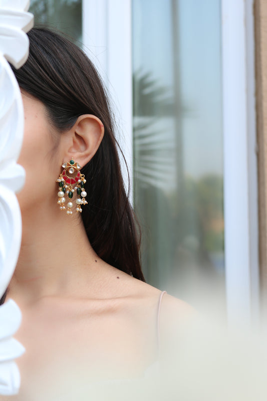 Gul Chandbali Red Earrings