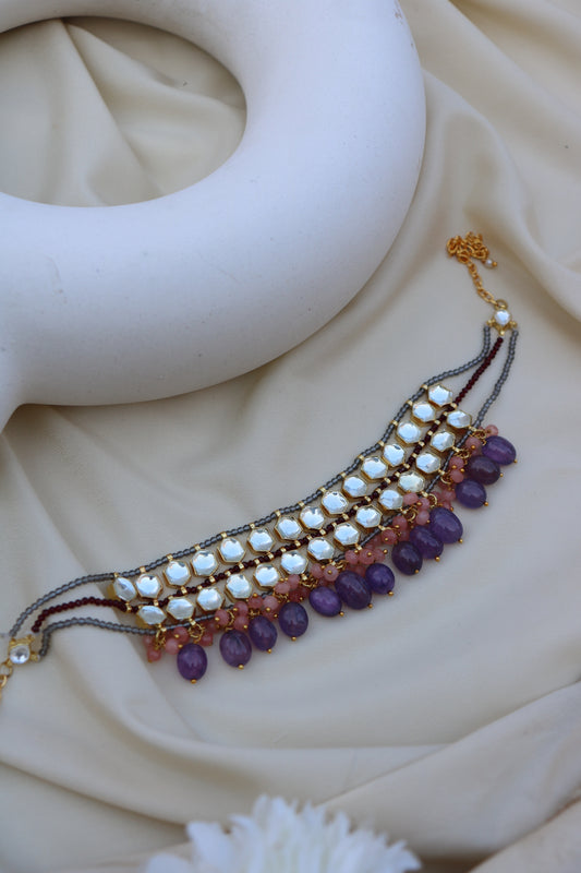 Puneet Kundan Purple Choker Necklace
