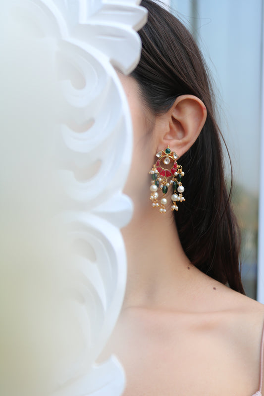 Gul Chandbali Red Earrings