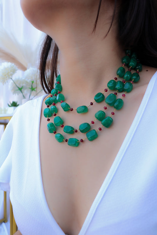 Nishar Green Multilayered Necklace